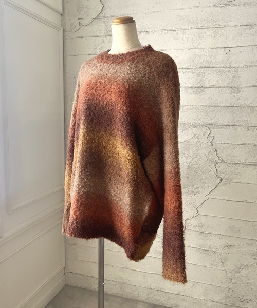 Girly Doll（ガーリードール）の「グラデーションカラーニットセーター（ニット/セーター・レディース・グレー/パープル/ブルー/キャメル/ピンク/オレンジ/ブラウン・F）」の19枚目の写真