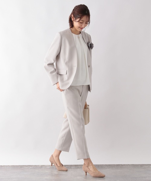 GLOBAL WORK(グローバルワーク)の「洗えるWクロステーパードパンツ/124251(スラックス・レディース・グレイッシュベージュ/ネイビー・SMALL/MEDIUM/LARGE)」の5枚目の写真