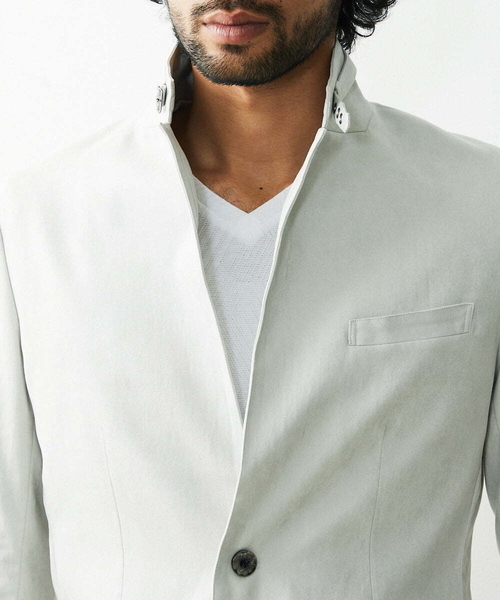 MICHEL KLEIN HOMME   （ミッシェルクランオム）の「【2023年モデル】ベジタブルスエードジャケット（テーラードジャケット・メンズ・ライトグリーン/ライトグレー・MEDIUM/LARGE/X-LARGE）」の12枚目の写真