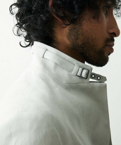 MICHEL KLEIN HOMME   （ミッシェルクランオム）の「【2023年モデル】ベジタブルスエードジャケット（テーラードジャケット・メンズ・ライトグリーン/ライトグレー・MEDIUM/LARGE/X-LARGE）」の6枚目の写真