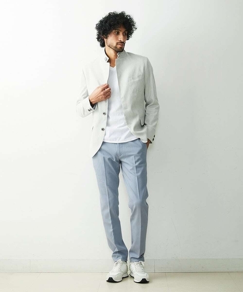 MICHEL KLEIN HOMME   （ミッシェルクランオム）の「【2023年モデル】ベジタブルスエードジャケット（テーラードジャケット・メンズ・ライトグリーン/ライトグレー・MEDIUM/LARGE/X-LARGE）」の3枚目の写真