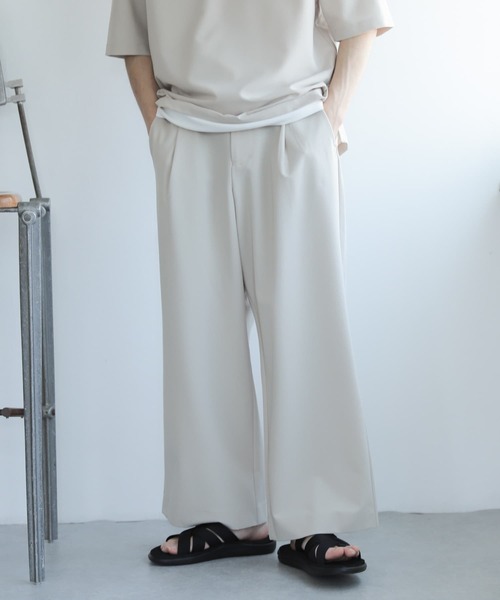 SENSE OF PLACE by URBAN RESEARCH(センスオブプレイスバイアーバンリサーチ)の「『セットアップ対応』『イージーケア』 タックボリュームワイドスラックス(スラックス・メンズ・ブルー/カーキ/ブラウン/ブラック/ライトベージュ・SMALL/LARGE/MEDIUM)」の4枚目の写真