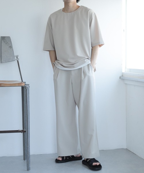 SENSE OF PLACE by URBAN RESEARCH(センスオブプレイスバイアーバンリサーチ)の「『セットアップ対応』『イージーケア』 タックボリュームワイドスラックス(スラックス・メンズ・ブルー/カーキ/ブラウン/ブラック/ライトベージュ・SMALL/LARGE/MEDIUM)」の13枚目の写真