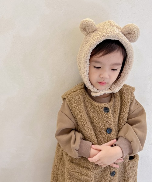 aimoha(アイモハ)の「【aimoha-KIDS-】子供服 前開きボアオールインワン(つなぎ/オールインワン・キッズ・ライトベージュ/ブラウン・80/90/100/110/120/130)」の4枚目の写真