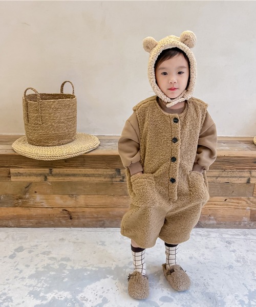 aimoha(アイモハ)の「【aimoha-KIDS-】子供服 前開きボアオールインワン(つなぎ/オールインワン・キッズ・ライトベージュ/ブラウン・80/90/100/110/120/130)」の9枚目の写真
