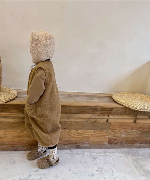 aimoha(アイモハ)の「【aimoha-KIDS-】子供服 前開きボアオールインワン(つなぎ/オールインワン・キッズ・ライトベージュ/ブラウン・80/90/100/110/120/130)」の10枚目の写真