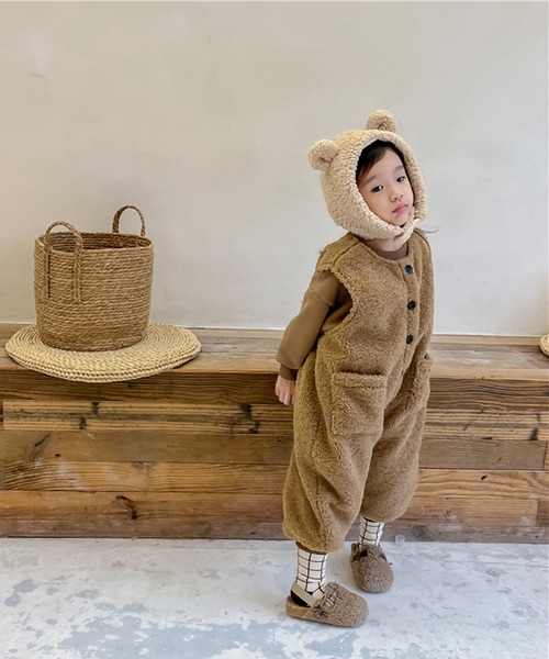 aimoha(アイモハ)の「【aimoha-KIDS-】子供服 前開きボアオールインワン(つなぎ/オールインワン・キッズ・ライトベージュ/ブラウン・80/90/100/110/120/130)」の14枚目の写真