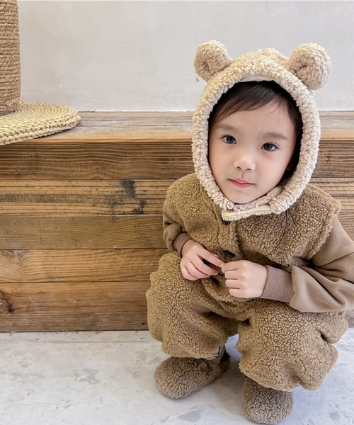 aimoha(アイモハ)の「【aimoha-KIDS-】子供服 前開きボアオールインワン(つなぎ/オールインワン・キッズ・ライトベージュ/ブラウン・80/90/100/110/120/130)」の15枚目の写真