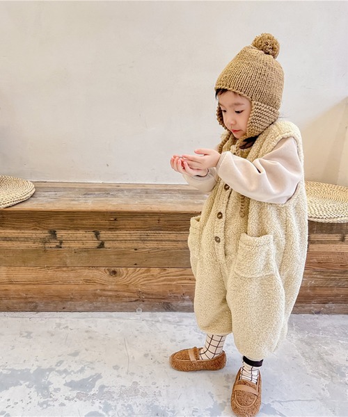 aimoha(アイモハ)の「【aimoha-KIDS-】子供服 前開きボアオールインワン(つなぎ/オールインワン・キッズ・ライトベージュ/ブラウン・80/90/100/110/120/130)」の19枚目の写真