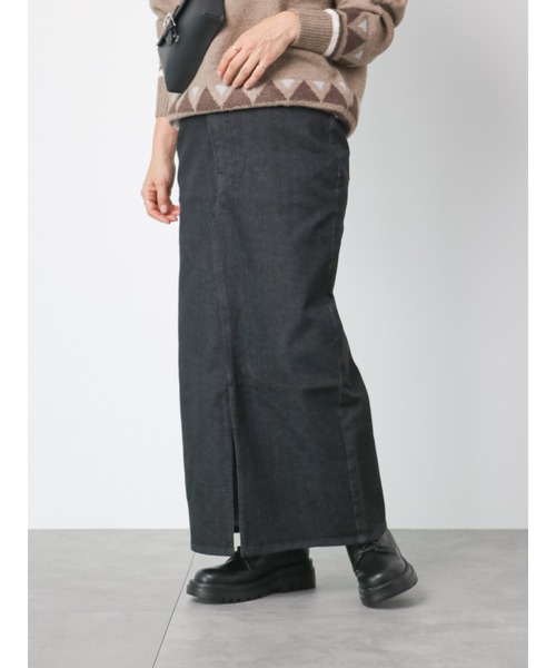 Lugnoncure（ルノンキュール）の「◎裏起毛デニムスカート（スカート・レディース・ブルー/ネイビー/ブラック・MEDIUM/LARGE）」の2枚目の写真