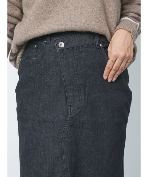 Lugnoncure（ルノンキュール）の「◎裏起毛デニムスカート（スカート・レディース・ブルー/ネイビー/ブラック・MEDIUM/LARGE）」の4枚目の写真