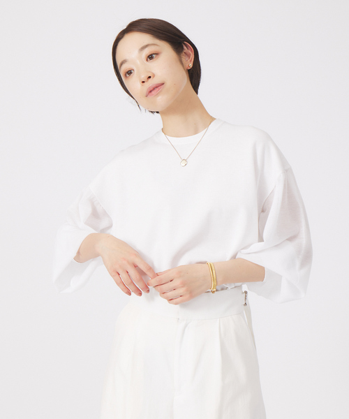 qualite（カリテ）の「シアースリーブニット（ニット/セーター・レディース・ダークベージュ/ダークネイビー/ホワイト・フリー）」の2枚目の写真