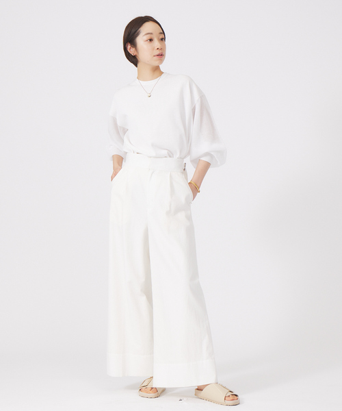 qualite（カリテ）の「シアースリーブニット（ニット/セーター・レディース・ダークベージュ/ダークネイビー/ホワイト・フリー）」の4枚目の写真