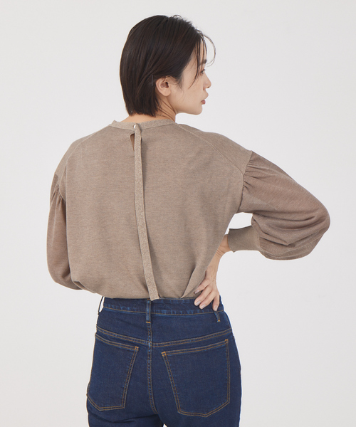 qualite（カリテ）の「シアースリーブニット（ニット/セーター・レディース・ダークベージュ/ダークネイビー/ホワイト・フリー）」の5枚目の写真