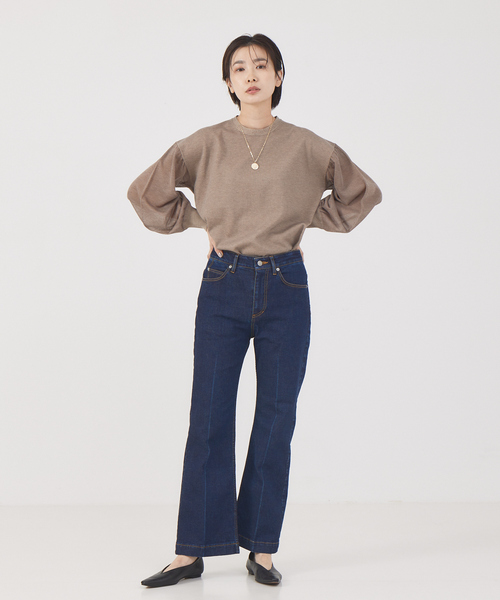 qualite（カリテ）の「シアースリーブニット（ニット/セーター・レディース・ダークベージュ/ダークネイビー/ホワイト・フリー）」の6枚目の写真