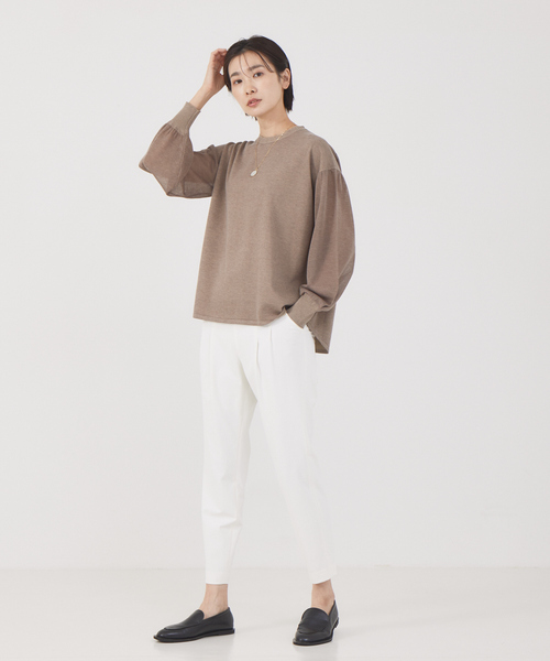 qualite（カリテ）の「シアースリーブニット（ニット/セーター・レディース・ダークベージュ/ダークネイビー/ホワイト・フリー）」の7枚目の写真