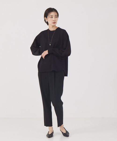 qualite（カリテ）の「シアースリーブニット（ニット/セーター・レディース・ダークベージュ/ダークネイビー/ホワイト・フリー）」の8枚目の写真