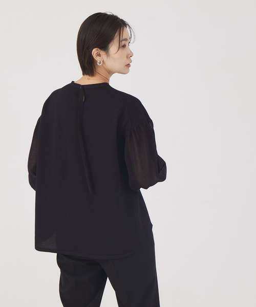 qualite（カリテ）の「シアースリーブニット（ニット/セーター・レディース・ダークベージュ/ダークネイビー/ホワイト・フリー）」の9枚目の写真