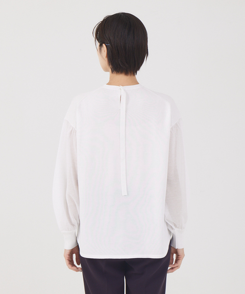 qualite（カリテ）の「シアースリーブニット（ニット/セーター・レディース・ダークベージュ/ダークネイビー/ホワイト・フリー）」の11枚目の写真