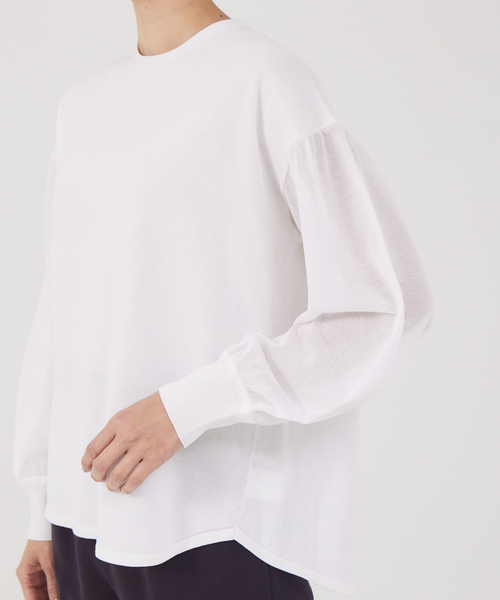 qualite（カリテ）の「シアースリーブニット（ニット/セーター・レディース・ダークベージュ/ダークネイビー/ホワイト・フリー）」の14枚目の写真