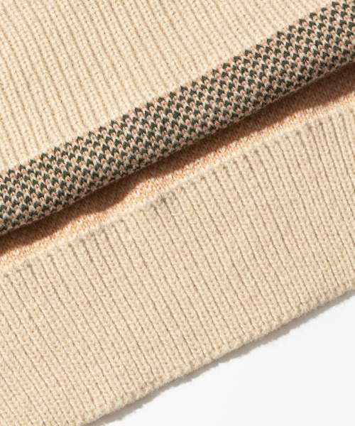 HOOK(フック)の「HOOK -original- レトロ調ひまわり模様ステッチフリンジvネックニットベスト(ベスト・メンズ・ブルー/キナリ・M/L/XL)」の8枚目の写真
