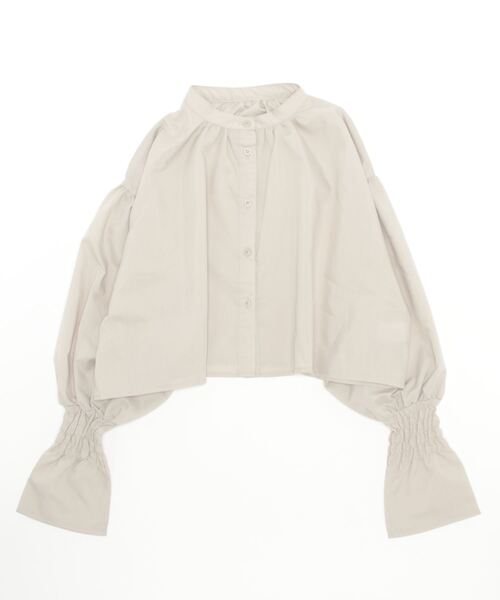 STYLEBLOCK（スタイルブロック）の「ブロードクロップド袖シャーリングブラウス（シャツ/ブラウス・レディース・グレー/ホワイト/ブラック/ライトブルー・M）」の3枚目の写真