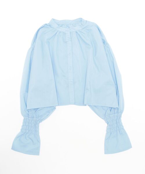 STYLEBLOCK（スタイルブロック）の「ブロードクロップド袖シャーリングブラウス（シャツ/ブラウス・レディース・グレー/ホワイト/ブラック/ライトブルー・M）」の4枚目の写真