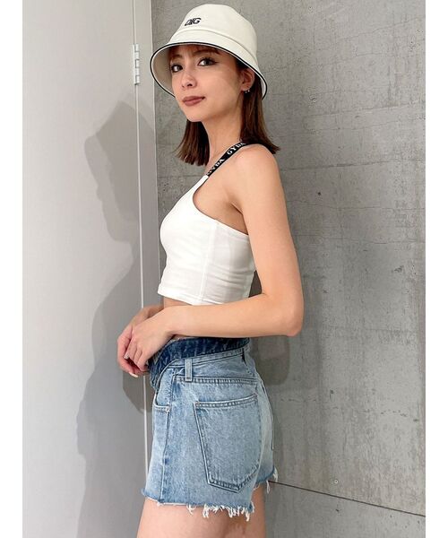 GYDA（ジェイダ）の「GYDA LOGO テープBACKクロスビスチェ（タンクトップ・レディース・ブラック/オフホワイト・FREE）」の6枚目の写真