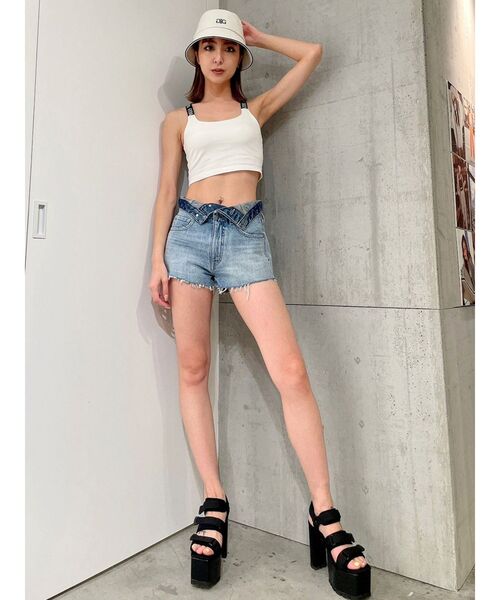 GYDA（ジェイダ）の「GYDA LOGO テープBACKクロスビスチェ（タンクトップ・レディース・ブラック/オフホワイト・FREE）」の3枚目の写真