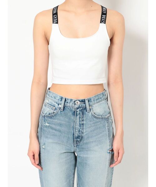 GYDA（ジェイダ）の「GYDA LOGO テープBACKクロスビスチェ（タンクトップ・レディース・ブラック/オフホワイト・FREE）」の4枚目の写真