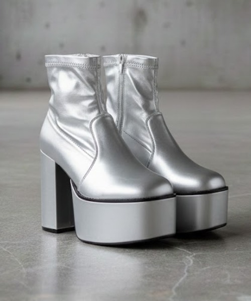 LOVEHUNTER(ラブハンター)の「+10.5cm 軽量厚底 スクエアトゥ ボリュームソール 太ヒール ストレッチブーツ(ブーツ・レディース・ブラック系1/ダークブラウン系1/ダークブラウン系2/アイボリー系2/ブラック系3/アイボリー系1/ブラック系2/ブラック系4/シルバー系2/シルバー系1・L/M/LL/S/SS/3L)」の9枚目の写真