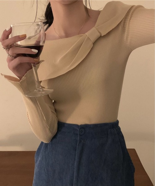 LOPASS（ロパス）の「蝶結びデザインのカットソー（Tシャツ/カットソー・レディース・ブラック/レッド/ベージュ・M）」の14枚目の写真