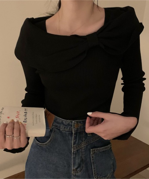 LOPASS（ロパス）の「蝶結びデザインのカットソー（Tシャツ/カットソー・レディース・ブラック/レッド/ベージュ・M）」の19枚目の写真