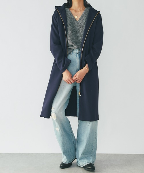 【新品タグ】RIVE DROITE リヴドロワ ダンボールZIPコート/ネイビー RIVE DROITE（リヴドロワ）の「ロングシーズン活躍する羽織アイテム