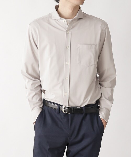 THE SHOP TK (ザ ショップ ティーケー )の「◆【ひんやりとした肌触り】アイスカノコカッタウェイシャツ(シャツ/ブラウス・メンズ・ライトブルー/ライトグレー/ネイビー・01/02/03/04)」の2枚目の写真