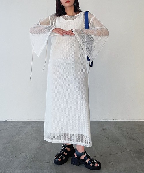 PAGEBOY(ページボーイ)の「メッシュSETワンピース(ワンピース・レディース・オフホワイト/チャコールグレー/ブラック・FREE)」の20枚目の写真