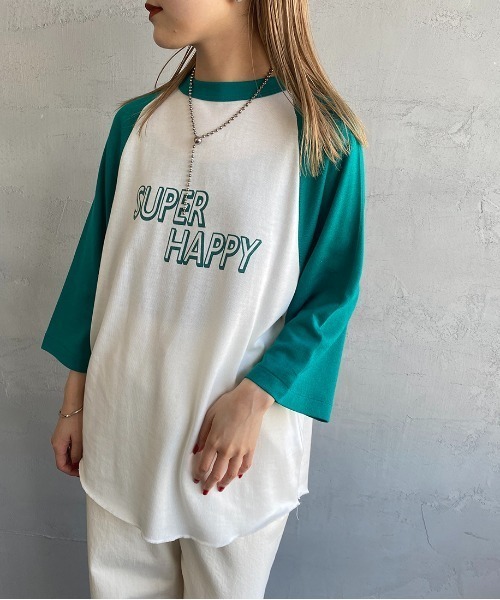 AMERICANA（アメリカーナ）の「[Americana/アメリカーナ] リヨセルコットン ベースボールＴシャツ（Tシャツ/カットソー・レディース・グリーン/ネイビー・ONE SIZE）」の8枚目の写真