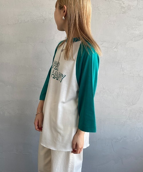 AMERICANA（アメリカーナ）の「[Americana/アメリカーナ] リヨセルコットン ベースボールＴシャツ（Tシャツ/カットソー・レディース・グリーン/ネイビー・ONE SIZE）」の9枚目の写真