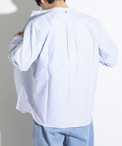 GEVACO(ゲバコ)の「【GEVACO/ゲバコ】オックスバンドカラー長袖シャツ ノーカラーシャツ(シャツ/ブラウス・メンズ・オフホワイト/ブルー系その他/グレー系その他・M/L)」の4枚目の写真