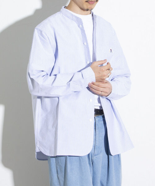 GEVACO(ゲバコ)の「【GEVACO/ゲバコ】オックスバンドカラー長袖シャツ ノーカラーシャツ(シャツ/ブラウス・メンズ・オフホワイト/ブルー系その他/グレー系その他・M/L)」の10枚目の写真