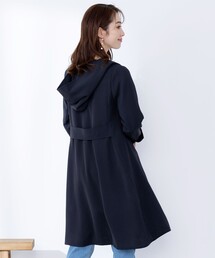 【洗える】バックベルトフーデットコート