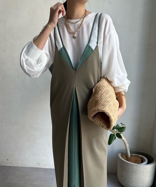 DouDou（ドゥドゥ）の「【WEB限定】バイカラーキャミワンピース