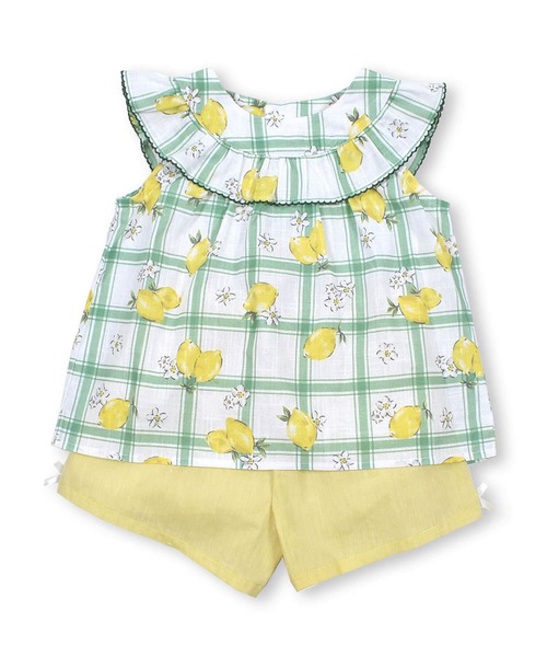BeBe（ベベ）の「BeBe/【お揃い】コットンレモン柄チュニックパンツセットベビー(80~90cm)（ロンパース・キッズ・イエロー・90/80）」の4枚目の写真