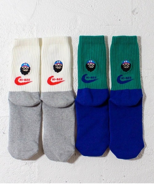 HLNA（エイチエルエヌエー）の「【Chi-bee】ビューン SOX（ソックス/靴下・メンズ・ネイビー系/グリーン系/ホワイト系・ONE SIZE）」の8枚目の写真