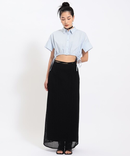 Ray BEAMS（レイビームス）の「Ray BEAMS / ドロスト クロップド シャツ（シャツ/ブラウス・レディース・ブルー/ホワイト・ONE SIZE）」の8枚目の写真