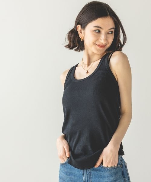 eL（エル）の「【eL】MadeinJapan Basic Tanktop/197836（タンクトップ・レディース・ブラック/ホワイト/ミント・FREE）」の2枚目の写真