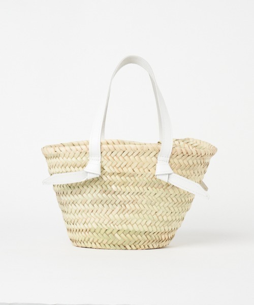 Fatima morocco(ファティマモロッコ)の「FATIMA MOROCCO: LEATHER HANDLE BSKT(ショルダーバッグ・レディース・ホワイト/ブラック・FREE)」の1枚目の写真