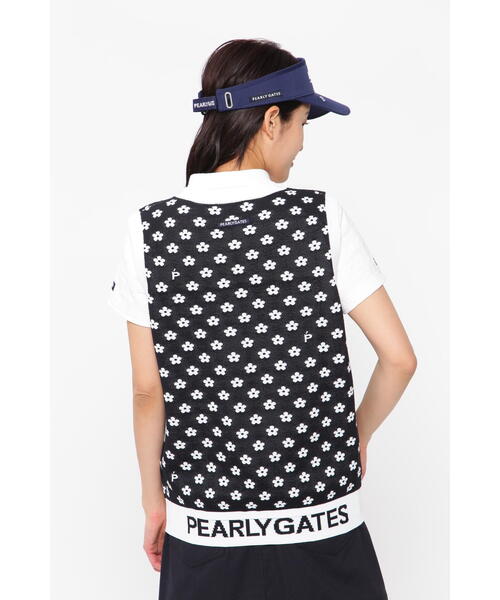 PEARLY GATES スカル柄 ニットベスト サイズ5 中古 レディース パーリーゲイツ PEARLY GATES ベスト 0(S) 黒