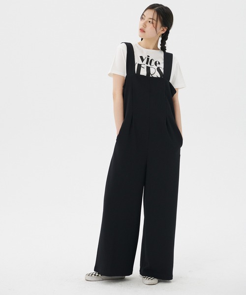 coca（coca）（コカ）の「カットカルゼタックサロペット（サロペット/オーバーオール・レディース・ベージュ/ブラック・M/L）」の2枚目の写真