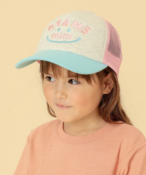 BEAMS mini(ビームスミニ)の「BEAMS mini / スマイル メッシュ キャップ 23(キャップ・キッズ・オレンジ/ブルー/ピンク/ナチュラル・ONE SIZE)」の4枚目の写真